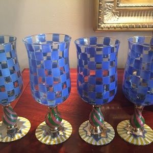2 Mackenzie Childs Wine Goblet Glasses 18 available